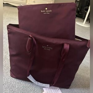 Kate Spade Maroon Nylon Tote